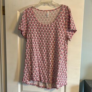 LuLaRoe Pink Short Sleeve Relaxed Blouse Minnie Mouse Print